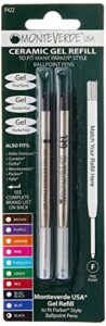 monteverde capless gel ballpoint refill to fit parker ballpoint pens, fine point, black, 2 per pack (p422bk)