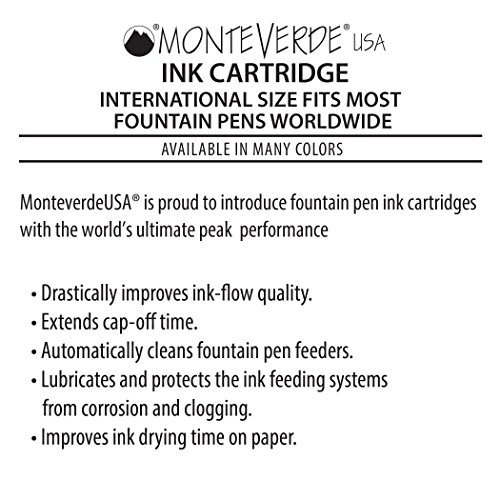 Monteverde International Size Cartridge to Fit Fountain Pens, Blue Black, 6 per Pack (G302BB)