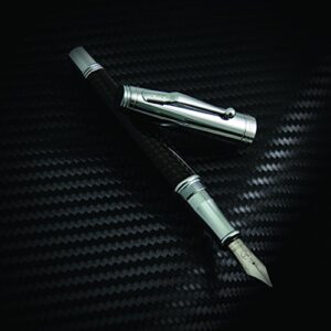 Monteverde Invincia Chrome, Black Carbon Fiber Medium Fountain Pen (MV40065)