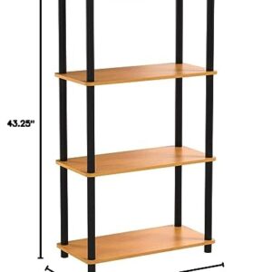 Furinno (99557LC/BK) Turn-N-Tube 4-Tier Multipurpose Shelf Display Rack - Light Cherry/Black