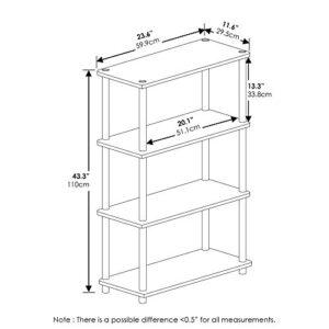 Furinno (99557LC/BK) Turn-N-Tube 4-Tier Multipurpose Shelf Display Rack - Light Cherry/Black