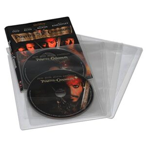 Atlantic 25 Pack Movie Sleeves - Clear Sleeve hold two discs each, Protects Discs Against Scratches and Dust