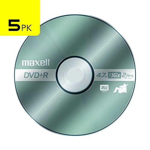 Maxell – 639031, Platinum DVD+R - High Capacity Write-Once Discs for Videos & Digital Storage - 4.7GB Storage with 16X Write Speed Up To 120 Min, Exceptional Archival Life – Pack 5