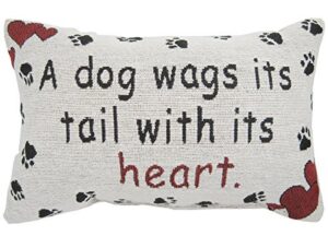 a dog wags its tail with its heart throw pillow - usa made - 12-1/2 by 8-1/2-inch