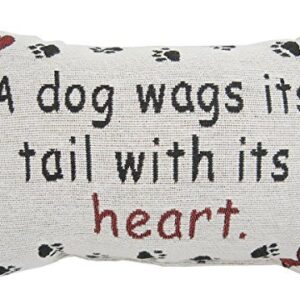 A Dog Wags Its Tail With Its Heart Throw Pillow - USA Made - 12-1/2 by 8-1/2-Inch