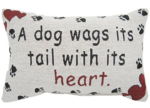 A Dog Wags Its Tail With Its Heart Throw Pillow - USA Made - 12-1/2 by 8-1/2-Inch