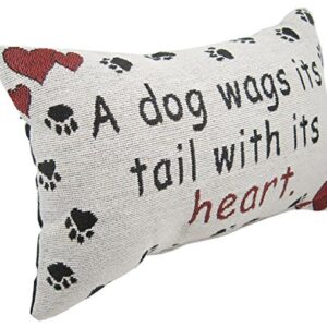 A Dog Wags Its Tail With Its Heart Throw Pillow - USA Made - 12-1/2 by 8-1/2-Inch