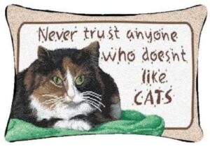 manual never trust cats 12.5 x 8.5-inch decorative throw pillow