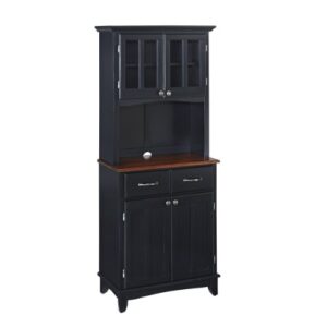 buffet of buffet black with cherry wood top with hutch by home styles