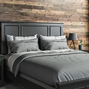 Home Styles Bedford Black Queen Headboard with Raised Panels, Picture Frame Moldings, and Clear Coat Finish