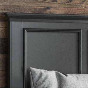 Home Styles Bedford Black Queen Headboard with Raised Panels, Picture Frame Moldings, and Clear Coat Finish