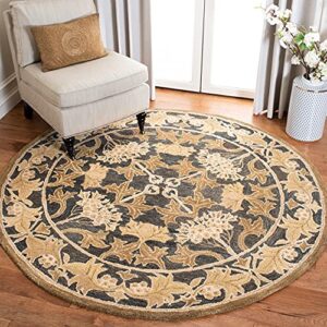 safavieh anatolia collection 4' round navy / sage an541a handmade traditional oriental premium wool area rug
