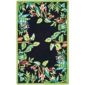 safavieh chelsea collection accent rug - 2'6" x 4', black & green, hand-hooked french country wool, ideal for high traffic areas in entryway, living room, bedroom (hk295b)