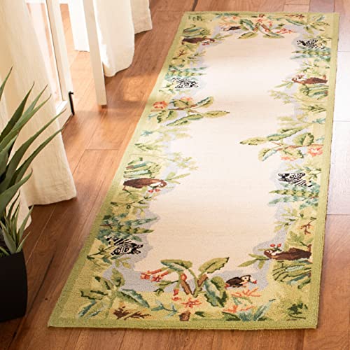 SAFAVIEH Chelsea Collection Accent Rug - 2'6" x 4', Black & Green, Hand-Hooked French Country Wool, Ideal for High Traffic Areas in Entryway, Living Room, Bedroom (HK295B)