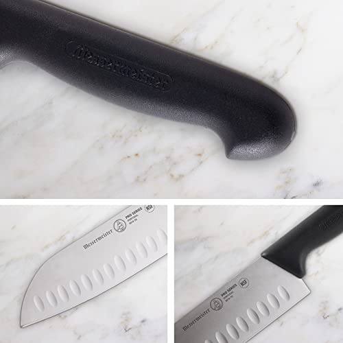 Messermeister Pro Series 7” Kullenschliff Santoku Knife - Japanese Chef’s Knife - German X50 Stainless Steel & NSF-Approved PolyFibre Handle - Rust Resistant & Easy to Maintain - Made in Portugal