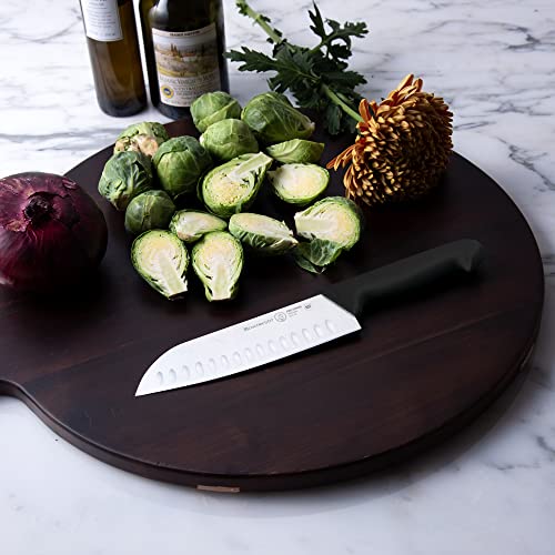 Messermeister Pro Series 7” Kullenschliff Santoku Knife - Japanese Chef’s Knife - German X50 Stainless Steel & NSF-Approved PolyFibre Handle - Rust Resistant & Easy to Maintain - Made in Portugal