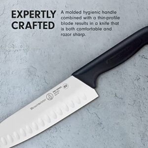 Messermeister Pro Series 7” Kullenschliff Santoku Knife - Japanese Chef’s Knife - German X50 Stainless Steel & NSF-Approved PolyFibre Handle - Rust Resistant & Easy to Maintain - Made in Portugal