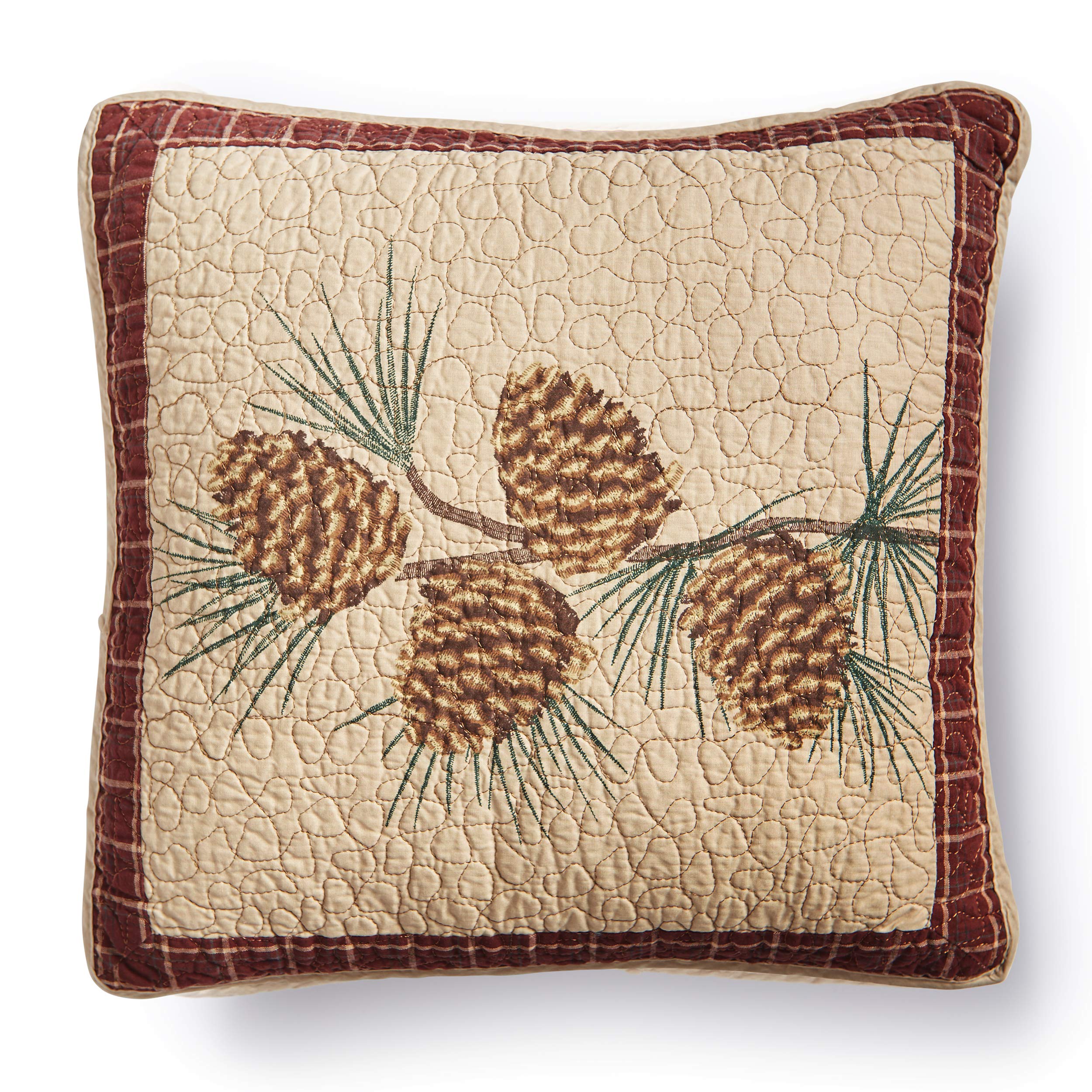 Donna Sharp Throw Pillow - Pine Lodge Lodge Decorative Throw Pillow with Pine Branch Pattern - Square