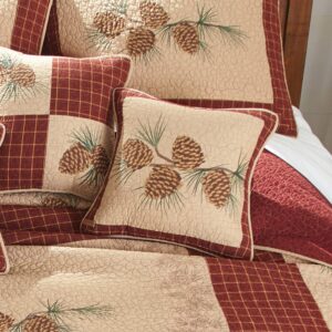 Donna Sharp Throw Pillow - Pine Lodge Lodge Decorative Throw Pillow with Pine Branch Pattern - Square