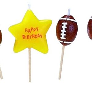 Biedermann & Sons Set of 4 Sports Theme Birthday Candles, 12 Packages, Football