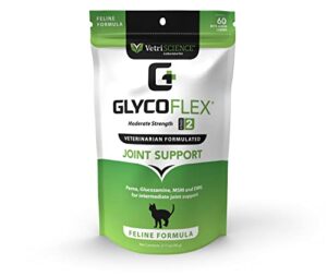 vetriscience glycoflex 2 hip and joint supplement with glucosamine for cats, 60 chews - vet formulated with msm, dmg and perna