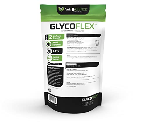 Vetriscience Glycoflex 2 Hip and Joint Supplement with Glucosamine for Cats, 60 Chews - Vet Formulated with MSM, DMG and Perna