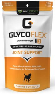 vetriscience glycoflex 3 clinically proven hip and joint supplement with glucosamine for dogs, 120 chews - vet recommended mobility support supplement with dmg, msm, and perna
