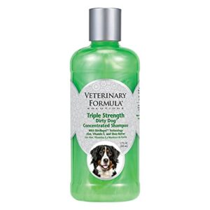 veterinary formula solutions triple strength dirty dog concentrated shampoo,17 oz – dirtrepel technology cleans extra dirty and smelly dogs – contains wheat protein,shea butter,aloe,vitamin e,green