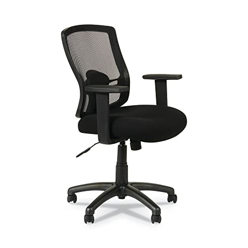 Alera ALEET42ME10B Etros Series 18.03 in. to 21.96 in. Seat Height Mesh Mid-Back Chair - Black