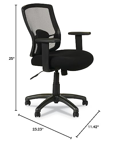 Alera ALEET42ME10B Etros Series 18.03 in. to 21.96 in. Seat Height Mesh Mid-Back Chair - Black