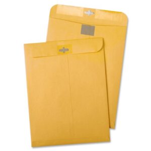 quality park postage saving clearclasp kraft envelope, 97, cheese blade flap, clearclasp closure, 10 x 13, brown kraft, 100/box