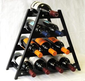 sfdisplay.com, factory direct display cases wine rack wood -10 bottles hardwood stand -black