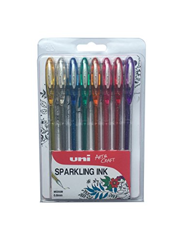 uni-ball Signo UM-120SP Sparkling Gel Ink Rollerballs - Assorted Colours, Pack of 8