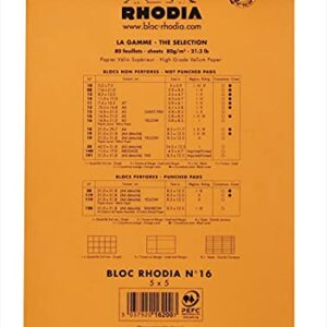 Rhodia Notepad, No16 A5, Squared - Orange