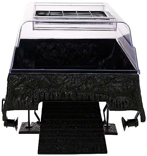 PENN-PLAX Reptology Turtle Topper – Above Tank Basking Platform That Safely Mounts to Standard Size Tanks Including 10g, 20L, 20H, 29g, up to 55 Gallons and 13” Wide – Black Color