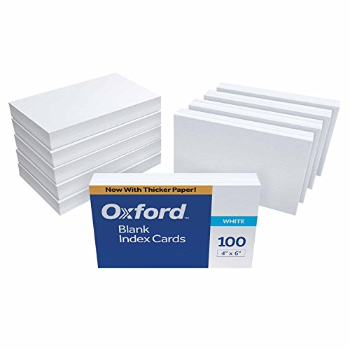 Oxford Blank Index Cards, 4 x 6 Inches, White, 10 Packs of 100 (40)