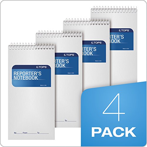 TOPS Reporter's Notebooks, 4" x 8", Wide Rule, 70 Sheets, 4 Pack (80304)