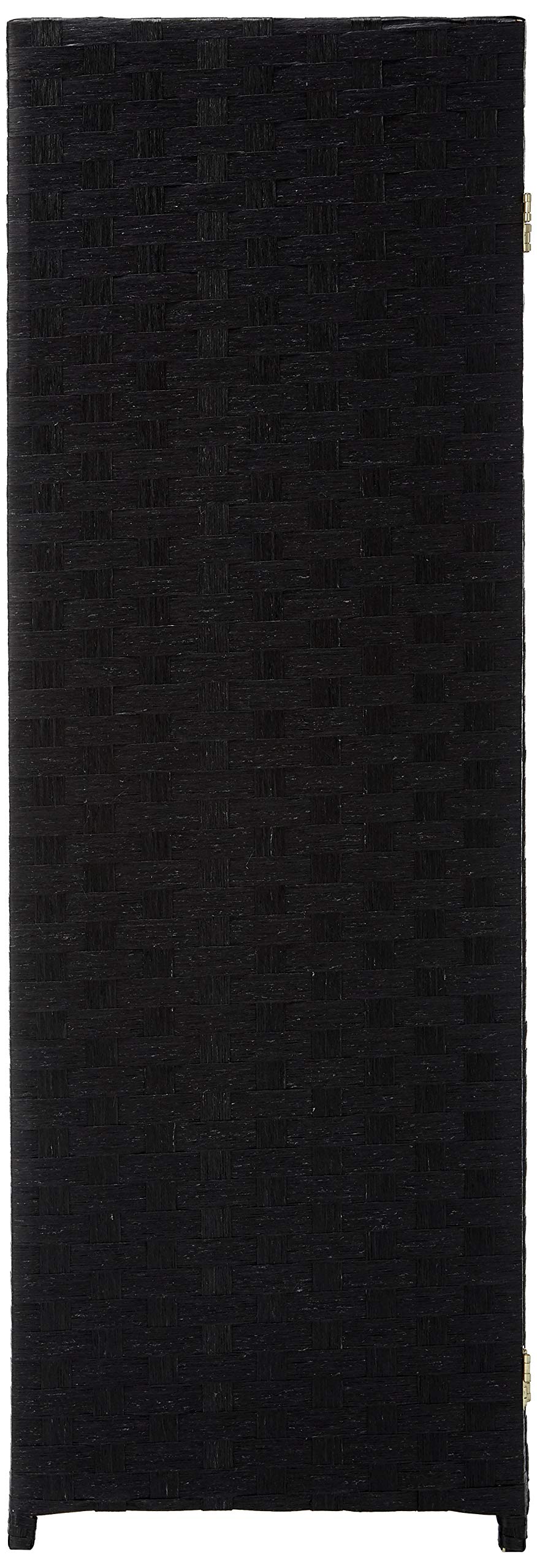 4 ft. Short Woven Fiber Folding Screen - Black - 3 Panel