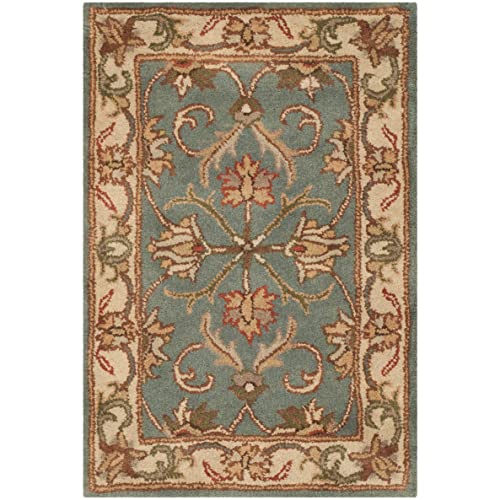 SAFAVIEH Heritage Collection Accent Rug - 2' x 3', Blue & Beige, Handmade Traditional Oriental Wool, Ideal for High Traffic Areas in Entryway, Living Room, Bedroom (HG811B)