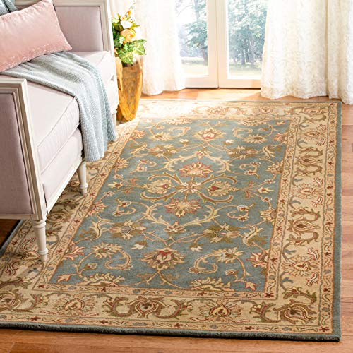 SAFAVIEH Heritage Collection Accent Rug - 2' x 3', Blue & Beige, Handmade Traditional Oriental Wool, Ideal for High Traffic Areas in Entryway, Living Room, Bedroom (HG811B)