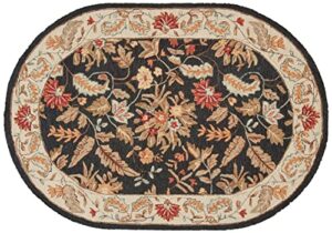 safavieh chelsea collection area rug - 4'6" x 6'6" oval, black, hand-hooked french country wool, ideal for high traffic areas in living room, bedroom (hk141b)