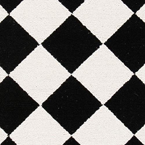 SAFAVIEH Chelsea Collection Runner Rug - 2'6" x 8', Black & Ivory, Hand-Hooked French Country Checkered Wool, Ideal for High Traffic Areas in Living Room, Bedroom (HK711A)