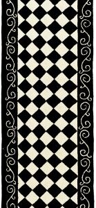 SAFAVIEH Chelsea Collection Runner Rug - 2'6" x 8', Black & Ivory, Hand-Hooked French Country Checkered Wool, Ideal for High Traffic Areas in Living Room, Bedroom (HK711A)