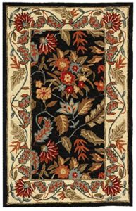 safavieh chelsea collection accent rug - 2'6" x 4', black, hand-hooked french country wool, ideal for high traffic areas in entryway, living room, bedroom (hk141b)