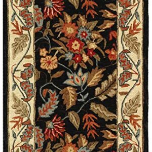 SAFAVIEH Chelsea Collection Accent Rug - 2'6" x 4', Black, Hand-Hooked French Country Wool, Ideal for High Traffic Areas in Entryway, Living Room, Bedroom (HK141B)