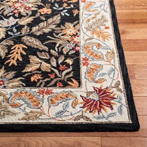 SAFAVIEH Chelsea Collection Accent Rug - 2'6" x 4', Black, Hand-Hooked French Country Wool, Ideal for High Traffic Areas in Entryway, Living Room, Bedroom (HK141B)