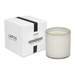 lafco new york signature candle, feu de bois - 15.5 oz - 90-hour burn time - reusable, hand blown glass vessel - made in the usa