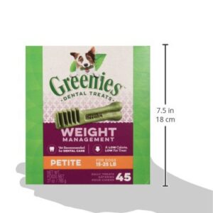 GREENIES Weight Management Petite Natural Dog Dental Care Chews Weight Control Dog Treats, 27 oz. Pack (45 Treats)