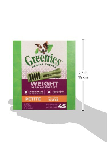 GREENIES Weight Management Petite Natural Dog Dental Care Chews Weight Control Dog Treats, 27 oz. Pack (45 Treats)