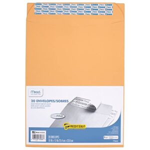 Mead Press-It Seal-It Envelopes, 10 x 13 Inches, Office Pack 20 Count (76088)